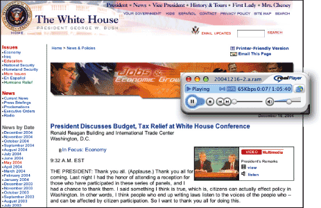 Figure 12.1: White House Speeches screenshot: inset with audio player