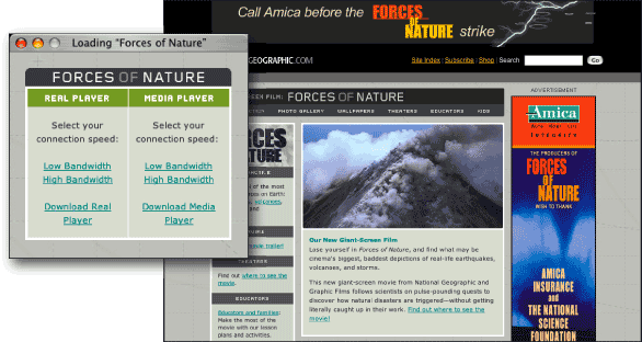 Figure 12.4: National Geographic Forces of Nature screenshot: inset with video menu