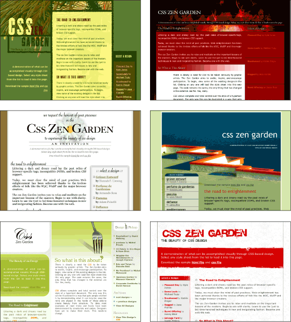 Figure 2.5: CSS Zen Garden screenshots