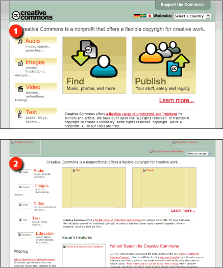 Figure 4.9: Creative Commons screenshot: standard and without images