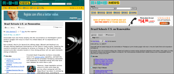 Figure 6.3: Wired screenshot: standard and using Netscape 4.7