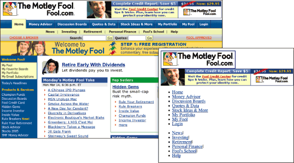 Figure 8.2: Motley Fool screenshot: inset without styles